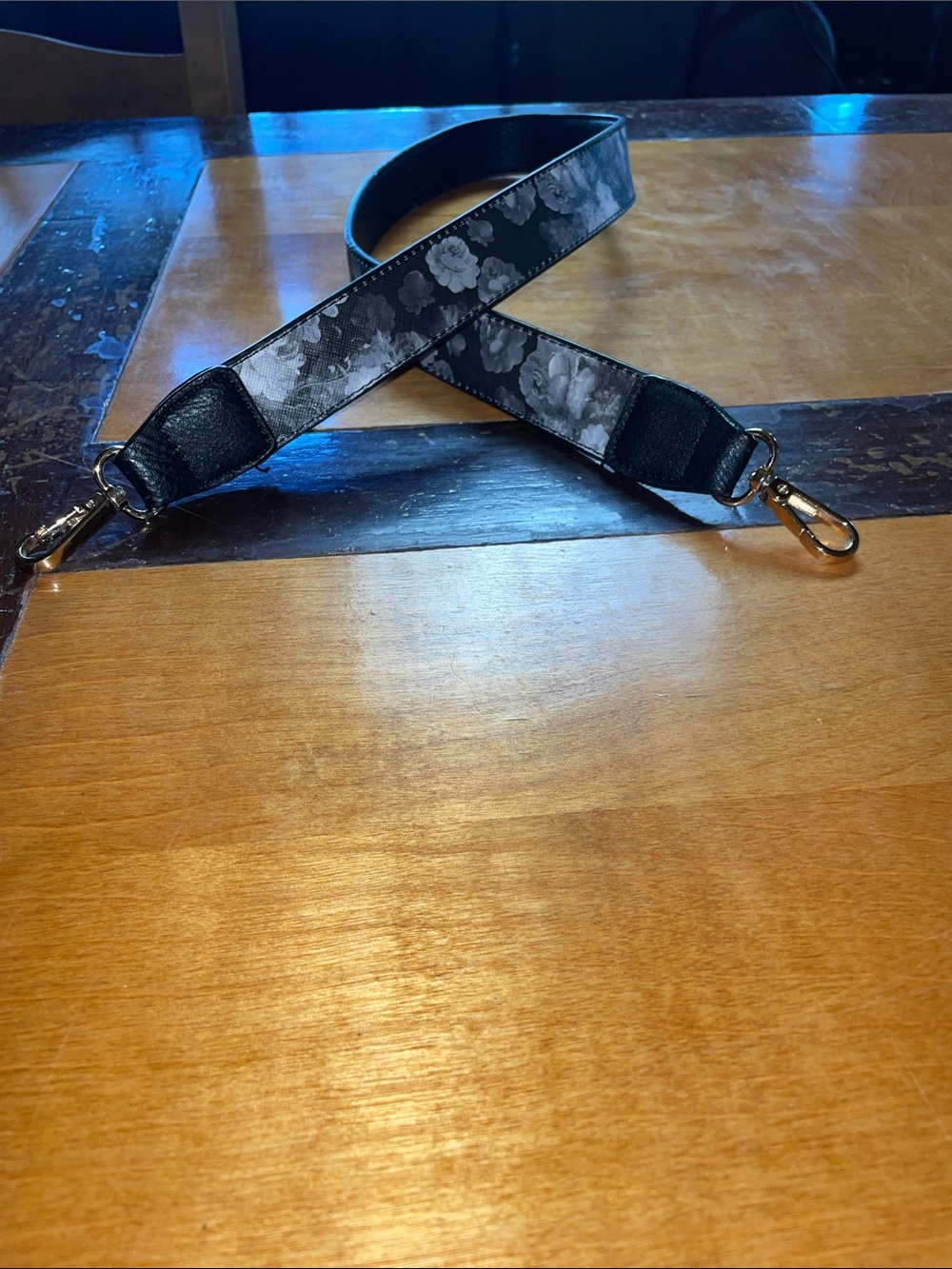 VEGAN Black, Grey, and White Floral Detachable Bag Strap - belt. 35”